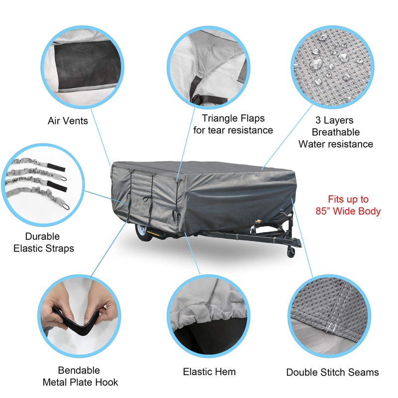 GEARFLAG Pop-up Folding Camper Cover Fits 8'-10' Reinforced Windproof Side-Straps,
