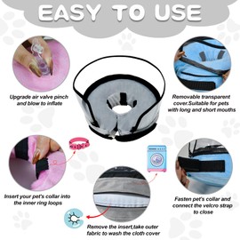 MRSOHRET Dog Cone,Dog Surgery Collar,Dog Cones for Small Medium Large Dogs,Inflatable Cone for Dogs,Dog Cone Collar, Does not Impede Vision Dog Recovery Collar(M Grey)