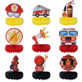 Zythem Pack of 9 Fire Brigade Decoration Children's Birthday Confetti Fire Brigade Birthday Fire Brigade Decoration Birthday Fire Engine Decoration Table Decoration
