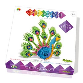 CreativaMente Creagami 3178738 Origami 3D Paper Sculpture Peacock Craft Set for Adults and Children from 7 Years, 502 Pieces
