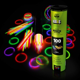 Knixs – 100 glow sticks, professional quality for 10 years, German test mark: 1.6 / plus 100 x 3D connectors + 2 extra ball connectors, 6 colours Supermix or plain