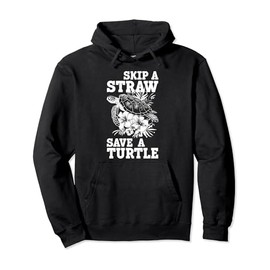 Skip A Straw Save A Turtle Sea Turtle Scuba Diving Flowers Pullover Hoodie