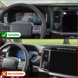 Jogon Dry Carbon Fiber Dash Navigation Upper Trim for Ford F150 Raptor Lariat Platinum Tremor STX 2024 2025, Center Console Display Bezel, Decorative Frame (Glossy CF)