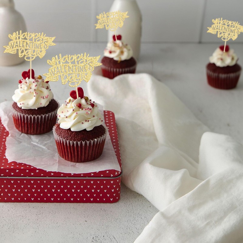 Ephlyn - 24 piezas de decoración para magdalenas con purpurina