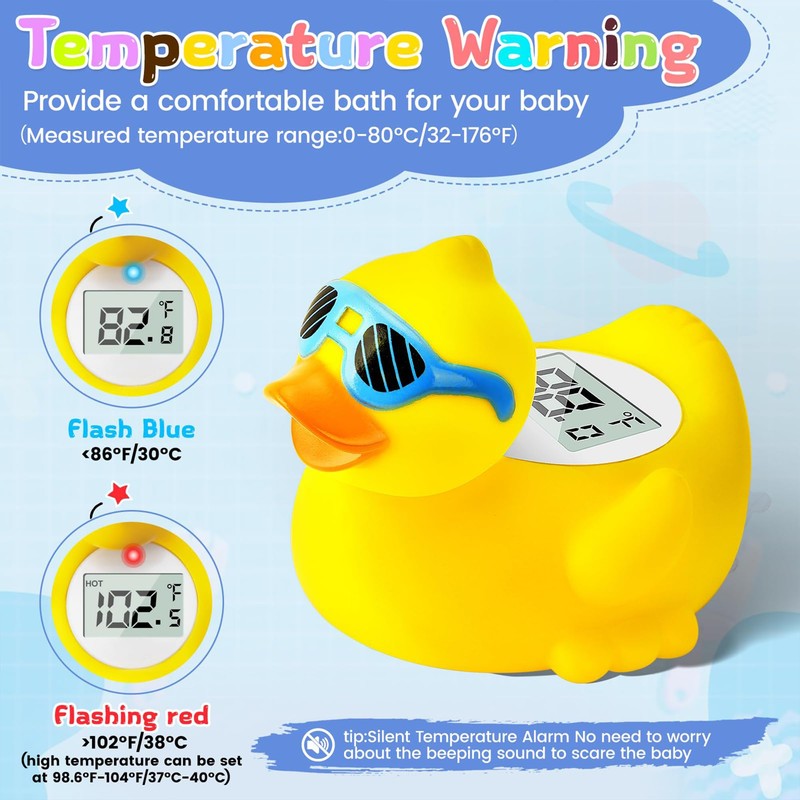 Baby Bath and Room Thermometer - Floating, Auto Sleep Mode,