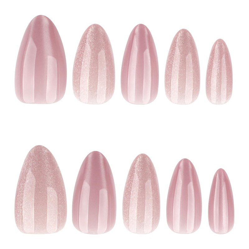 Almond Press on False Nails - Nude Pink Fake Nails
