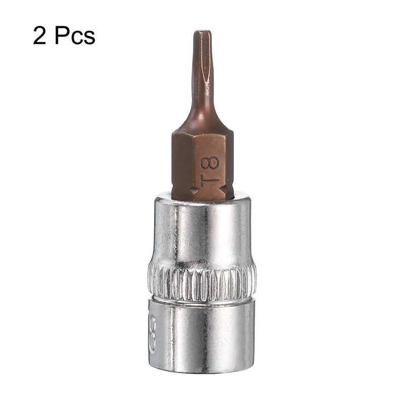 sourcing map 2pcs 1/4" Drive x T8 Torx Bit Socket,