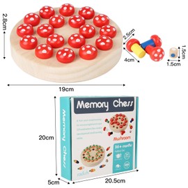 Memory Board Game, Mushroom Memory Chess Game for Kids, Montessori Educational Wooden Toys, Training Logical Thinking Cognitive Toys, Christmas Birthday Gift for Boy Girl Aged 3 4 5 6 Year Olds