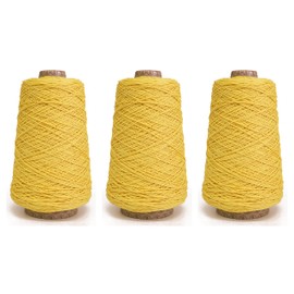 And-et 45 Vibrant Colors Tufting Nylon Yarn Pack - Ideal for Crochet, Craft Projects, and More - 100% B.C.F. - 3 Cones x 1.66lbs - Perfect for Rug Weaving and Knitting (13 Chick Yellow)