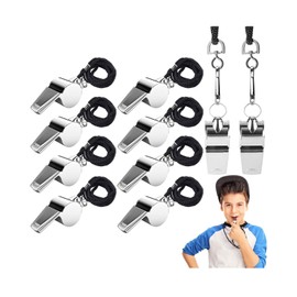 KGDUYC Pfeife - 10er-Pack Sportpfeifen,Pfeife aus Edelstahl,mit Lanyard, lautstarker, knackiger Pfeifenmasse Ideal für Trainer, Schiedsrichter und Offizielle Anwendung,Spielpfiff