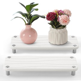 Plentio Fast Drying Diatomite Bathroom Trays, 2 Pack, Soap Dish Holders & Toothbrush Holders for Bathroom Counter, Water Absorbing Stone Sink Organizer for Bathroom and Kitchen, White