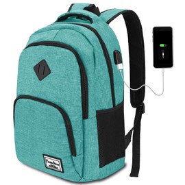 YAMTION School Backpack for Teen Girls and Boys,Laptop Bookbag for College with USB Charging Port,Green