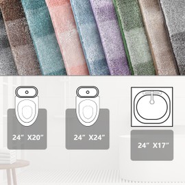 Yimobra Bathroom Rugs Mat, Luxury Soft Comfortable Plush Absorbent Microfiber Bath Rugs, Extra Thick Non Slip Shaggy Shower Rug, Machine Wash, Bath Carpet for Bathroom Floor, Tub, 24"x17", Grey