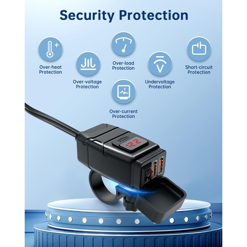 ZEXMTE 12 V USB Socket Motorcycle, 6.4 A Quick Charge