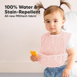 3-Pack Waterproof Baby Bibs for Eating - Lightweight Baby Bib with Food Catcher, Mess Proof Toddler Bibs, Waterproof Bibs for Baby Boys, Baby Girls, Feeding Bibs, Drool Bibs, Baby Food Bibs (Fleur)