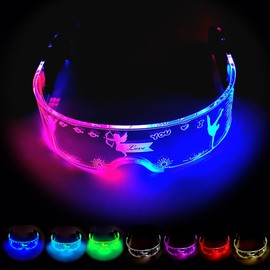 MaxLax led Furture Visor Glasses,7 Colors 4 Modes for Club,Christmas， Party (Disco Glasses)