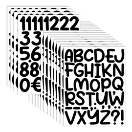 600 PCS 16 Sheets Letter Stickers 2 Inch Large Alphabet Sticker Vinyl Self Adhesive Waterproof Number Sticker Suitable for Indoor Outdoor Mailbox Poster Crafts (Cartoon,Black)