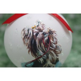 D730 Hand-made Christmas Ornament dog - Yorkshire Terrier Yorkie -leash walk me