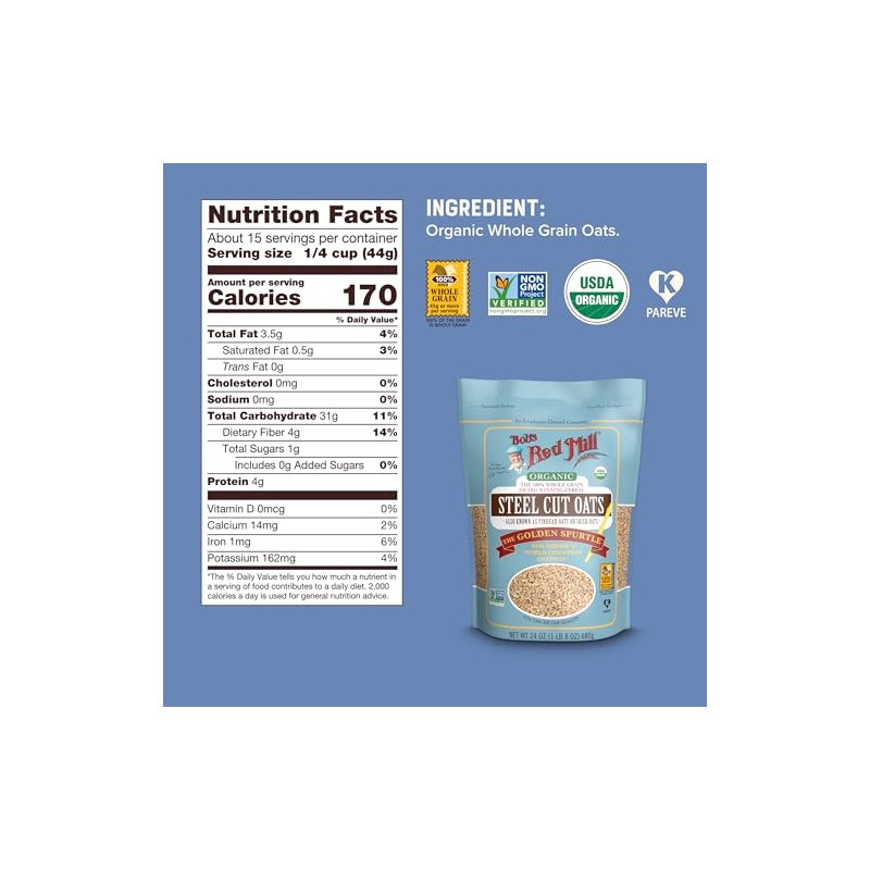 Bob´s Red Mill Avena Orgánica Corte Afilado - 680 g