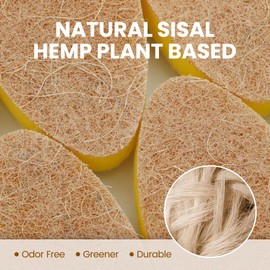 HELIME Natural Dishwand Refills Sponge, Non Scratch Dish Wand Sisal Hemp Replacement Brush Head, Plant Based Heavy Duty Scrubber Dispenser, Dishwashing Cleaning Supplies for Kitchen Sink Dishwash Tool