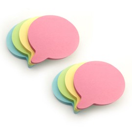 Evergreen Goods 8 Pads Speech-Bubble Shaped Sticky Notes - Pastel Colours, 100 Sheets per Pad (76x76mm) - Perfect for Study Notes, Reminders, and Fun Messages in Yellow, Pink, Blue, Green