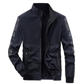 URBANFIND Men's Windbreaker Casual Lightweight Jacket Fashion Two-in-One Reversible Coat US L Navy Blue