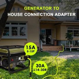 NEMA 5-15P to L14-30R Power Adapter Cord, 5-15 Male Plug to 4 Prong Female Receptacle Twist Lock, Generator to House Inlet Box, ETL Listed