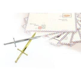 Aukousn, 2 Pack Vintage Sword Letter Opener Metal Paper Cutting Tool for Mail Envelope Gold Silver