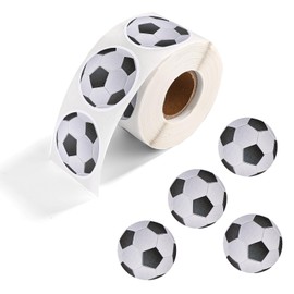 500pcs Soccer Stickers Self-Adhesive, 1.5in Football Sticker Roll Waterproof Sport Stick Ball Labels Envelope Seal for Gift Bag Scrapbook Soccer Team Gift Birthday Party Favor Class Reward