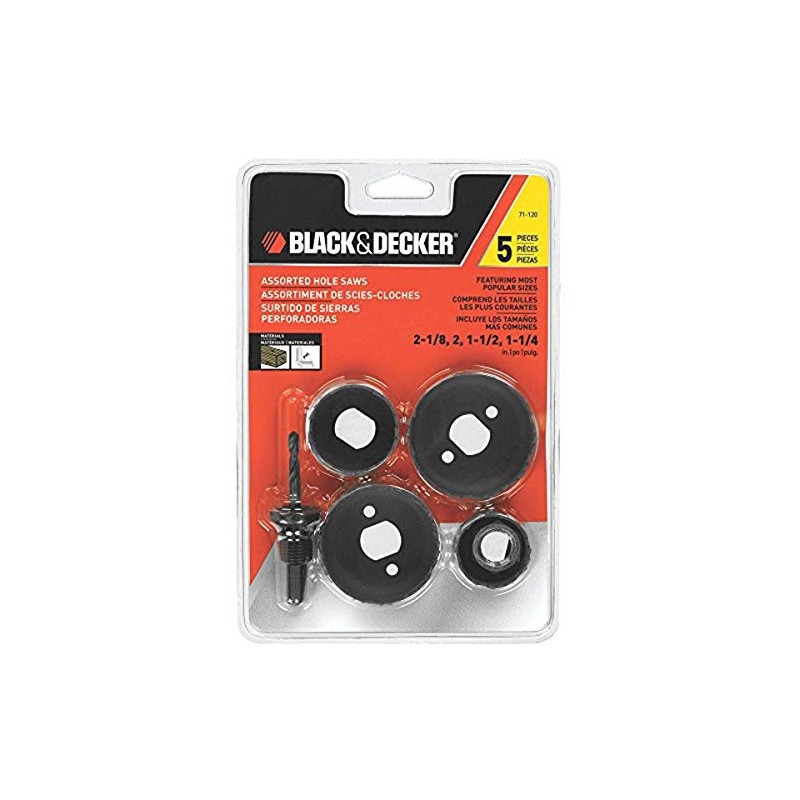 Black + Decker 5-piece Hole Saw Assortment (71-120-ca) (packaging May