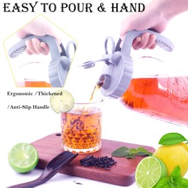 64 Oz Mason Jar Pitcher With Lid 2 Set Wide Mouth Half Gallon Glass Pitcher 2 Quart Cold Hot Water Pitcher For Coffee,Lemonade, Iced Tea,Homemade Drinks,Milk,Juice Storage Container For Refrigerator