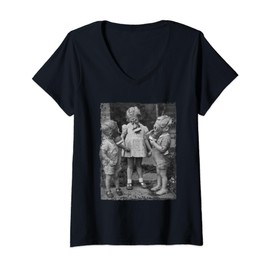 Womens Children wearing Gas Masks WW2 era Child Gas Mask history V-Neck T-Shirt