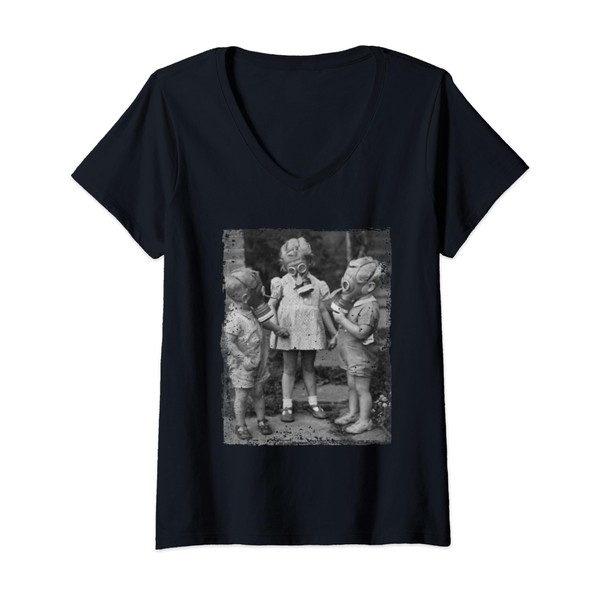 Womens Children wearing Gas Masks WW2 era Child Gas Mask