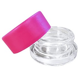 7ml Round Glass Jar Containers With Child Resistant Lids (CP) | Low Profile, Airtight, Twist-on Lid | Concentrate Cosmetics Jars for Oils, Cosmetics, Wax, Balm - RVTUS (12, Purple)