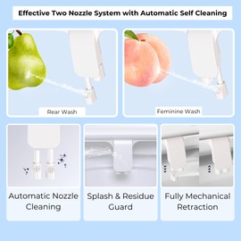 MOBY Bidet Toilet Seat Attachment - Non-Electric, Dual Nozzles with Self-Cleaning, Ultra-Thin Design, Easy 10-Minute Installation, Adjustable Water Pressure, Effortless Cleaning Experience