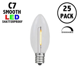 Novelty Lights 25 Pack C7 LED Plastic Filament Outdoor Christmas Christmas Replacement Bulbs, Warm White, E12/C7 Base, 06 Watt…