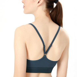 KHUKE - Brasier deportivo para mujer, con tirantes ajustables y espalda cruzada, acolchado para entrenamiento, yoga, paquete de 1, Verde, S