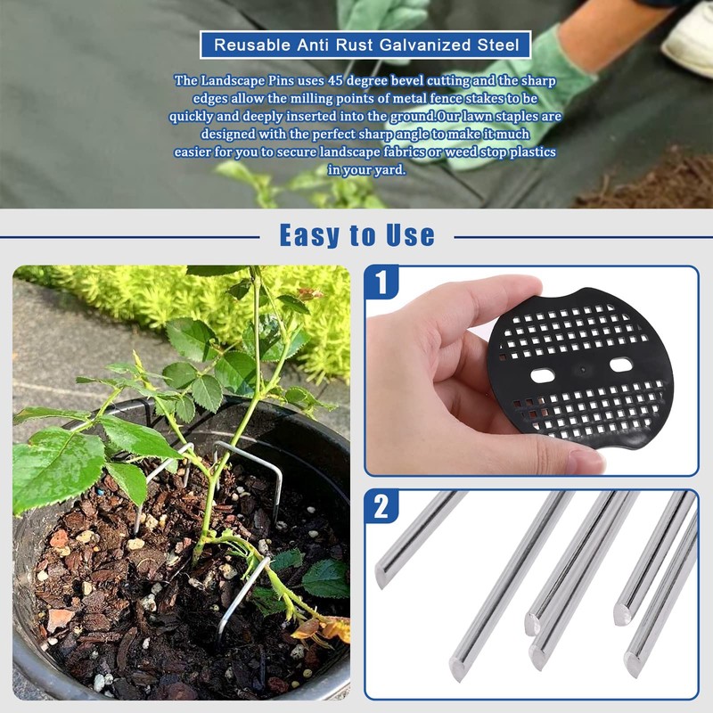 Glarks 201Pcs Garden Stakes Staples Kit, 100Pcs 6 Inch U-Shaped