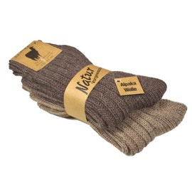 Good Deal Market 2 or 4 Pairs Warm Thick Alpaca Socks in Various Colours for Men and Women Size 35/38, 39/42 or 43/46, 2 pairs of brown tones, 35 - 38