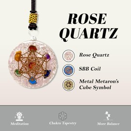 Real Crystal Energy Healing Pendant, Metatron Cube Necklace, Platonic Solids Set of 7-Piece Sacred Geometry, Orgonite Tear Drop Pendant Protection for Women & Men - Merkaba Crystal for Reiki