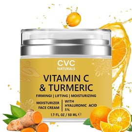 Face Cream with Vitamin C and Turmeric - Deep Hydration, Firming, Lifting, and Moisturizing, with 5% Hyaluronic Acid (50 ML) Skincare Moisturizer moisturizer face