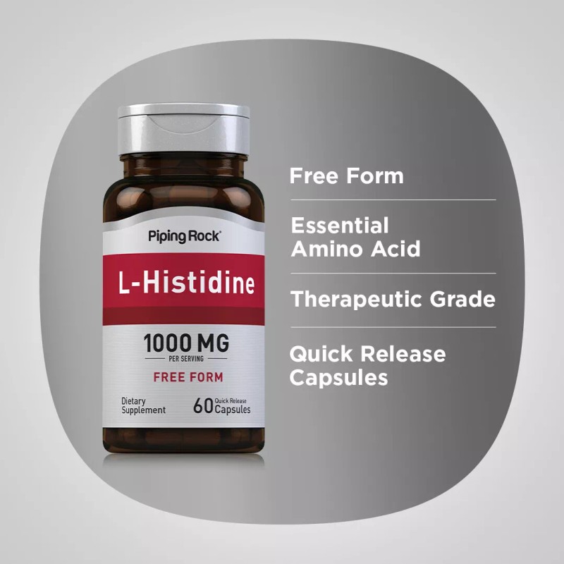 Piping Rock L-Histidine 1000 mg | 60 Capsules | Non-GMO