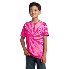Port & Company Boys' Essential Tie Dye Tee XS Pink