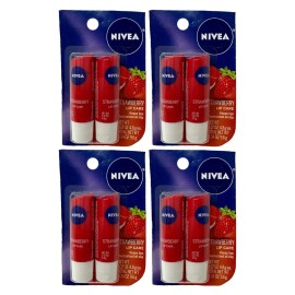 Nivea Strawberry Lip Care 8 ct Tinted Scented 0.17 oz Discontinued Formula RARE
