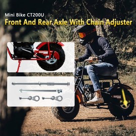 FUWTLP 330mm Mini Bike Rear Axle + 225mm Front Wheel Axle With Chain Adjuster For Coleman CT200U BT200X CT200U-EX 196CC 200CC 6.5HP Engine Mini Bike Parts