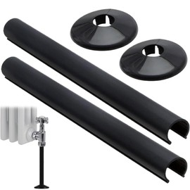 4PCS Radiator Pipe Covers Sturdy and Durable Not Lose Color Black Radiator Cover Easy to Install and Remove Versatile Usage Radiator Cover Black for Finishing and Protecting Exposed Pipe Holes