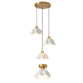 3-Light Pendant Light Fixtures Modern Industrial Farmhouse Kitchen Island Light Brushed Brass Adjustable Hanging Light Fixture White Ceramic Light Fixture Nordic Glass Hanging Lamp MPL11-3R GD