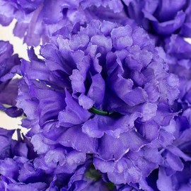 Factory Direct Craft Purple Carnation Silk Flower Bush with 14 Blooms - Fake Floral Bouquet for Floral Arrangements, Memorial Day Cemetery Flowers and Party Decorations (Size: 18" H)