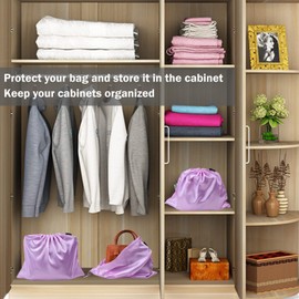 6 Pack Dust Bags for Handbags Silk Dust Cover Bag for Handbags Purses Shoes Boots, Silk Dustproof Drawstring Bag Travel Storage Pouch, Pink, 19.6 × 15.7 in, Dust Bags for Handbags