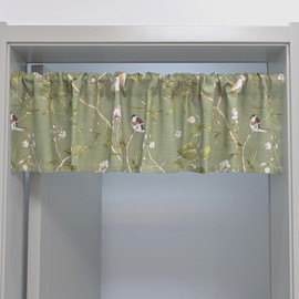 Yunsurey Vintage Birds Curtain Valance for Kitchen Bath Farmhouse Linen Blend Short Curtain for Small Window Rod Pocket Country Style Floral Print for Living Room Home Decor 1 Panel W39 X L12 Inch